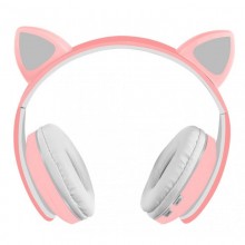 Høretelefoner med katteører og LED lys - Pink - 1