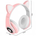 Høretelefoner med katteører og LED lys - Pink - 6