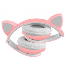 Høretelefoner med katteører og LED lys - Pink - 3