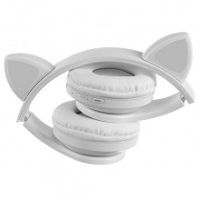 Høretelefoner med katteører og LED lys - Hvid - 5