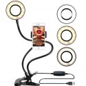 Fleksibel Selfie Ring lys med telefonholder - Forside - 2