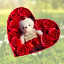 Hjerteæske med roser og bamse - Valentinsdag - 3