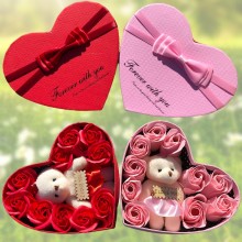 Hjerteæske med roser og bamse - Valentinsdag - 4