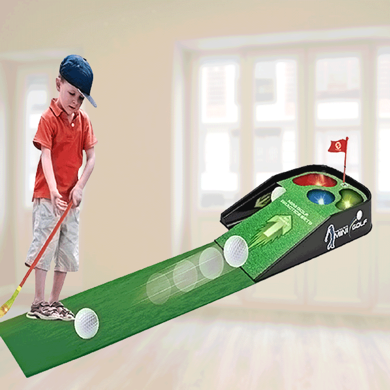 Gaveide? Minigolf sæt med lysende golfkølle - Perfekt til indendørs træning og sjov