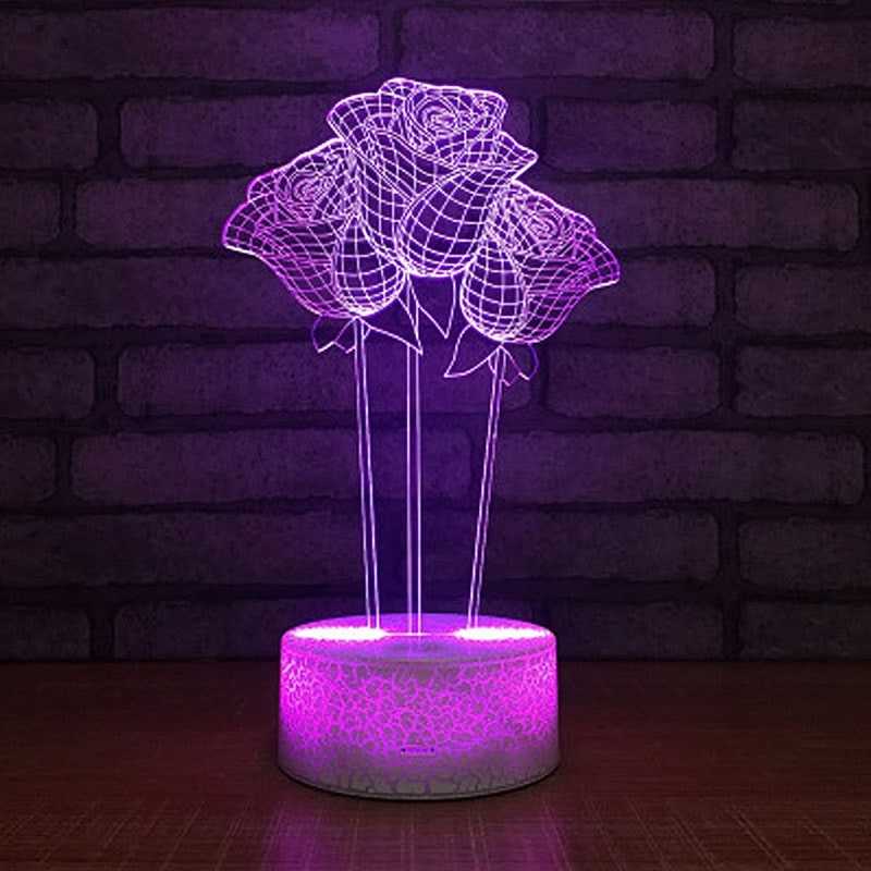 3D Rose lampe - 3D lamper - 1