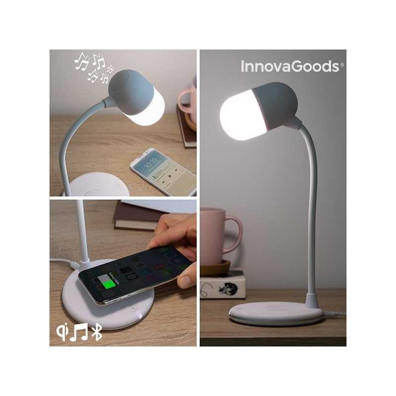 Hvid  LED-lampe  med  højtaler  og  trådløs  oplader - Julegave til bedsteforældre - 1