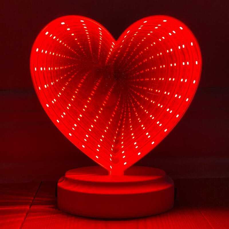 Berolige vrede søn 3D spejlrefleks hjerte lampe med rødt lys | → Unik lampe ←