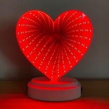 3D spejlrefleks hjerte lampe med rødt lys - 3D lamper - 3