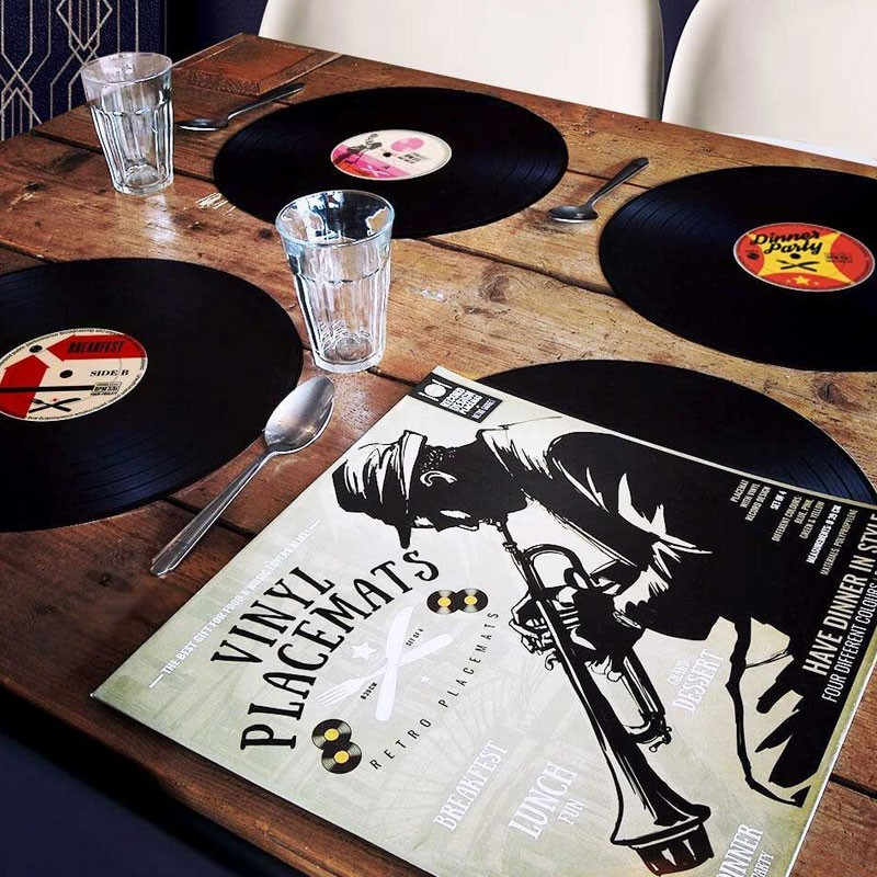 Retro Vinylplade Dækkeservietter Stk