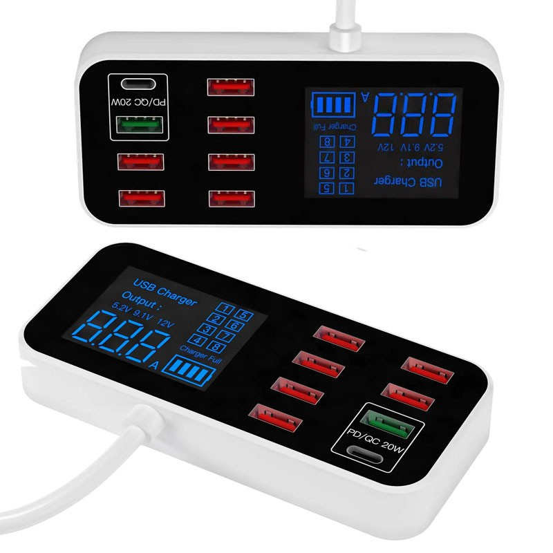 Usb Docking Station Med 8 Porte Usb/pd/qc Og Lcd Skærm