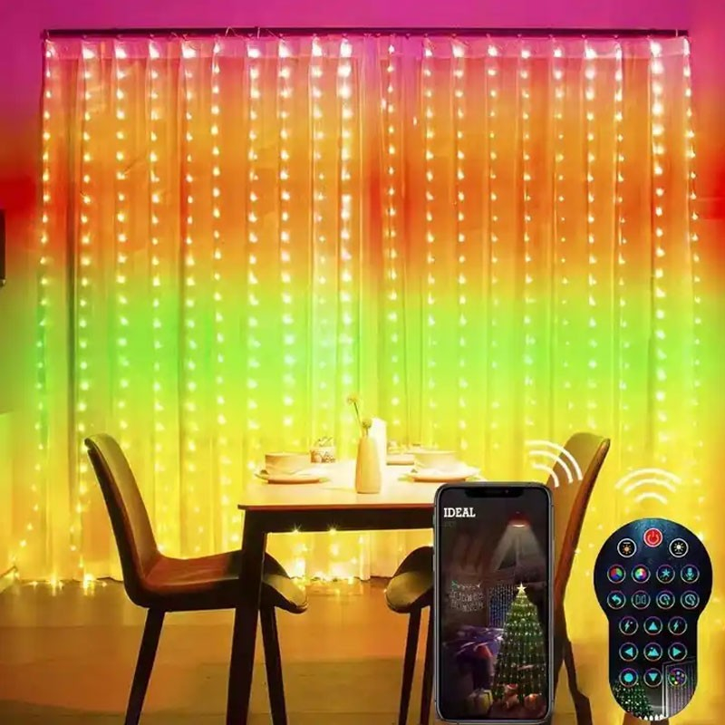 Led Gardin Med App Styring 400 Led 2 X 2 M
