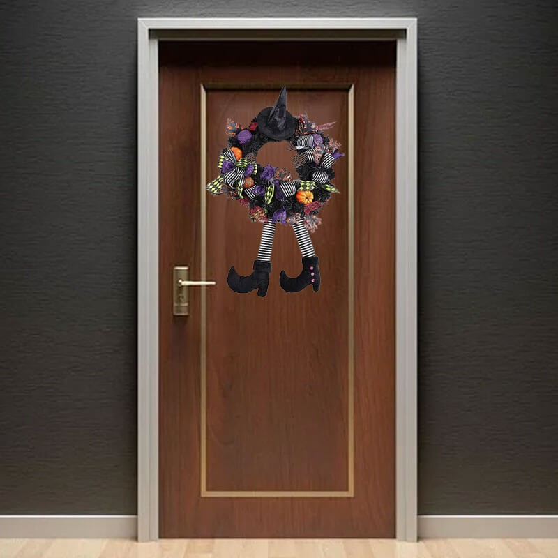 Halloween dørpynt med heks og sløjfer