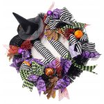 Halloween dørpynt med heks og sløjfer