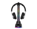 Headset holder med LED-lys og USB porte Headset holder med LED-lys og USB porte