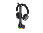 Headset holder med LED-lys og USB porte Headset holder med LED-lys og USB porte