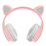Høretelefoner med katteører og LED lys – Pink