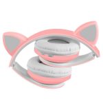 Høretelefoner med katteører og LED lys – Pink