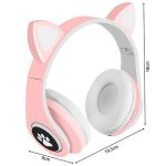 Høretelefoner med katteører og LED lys – Pink