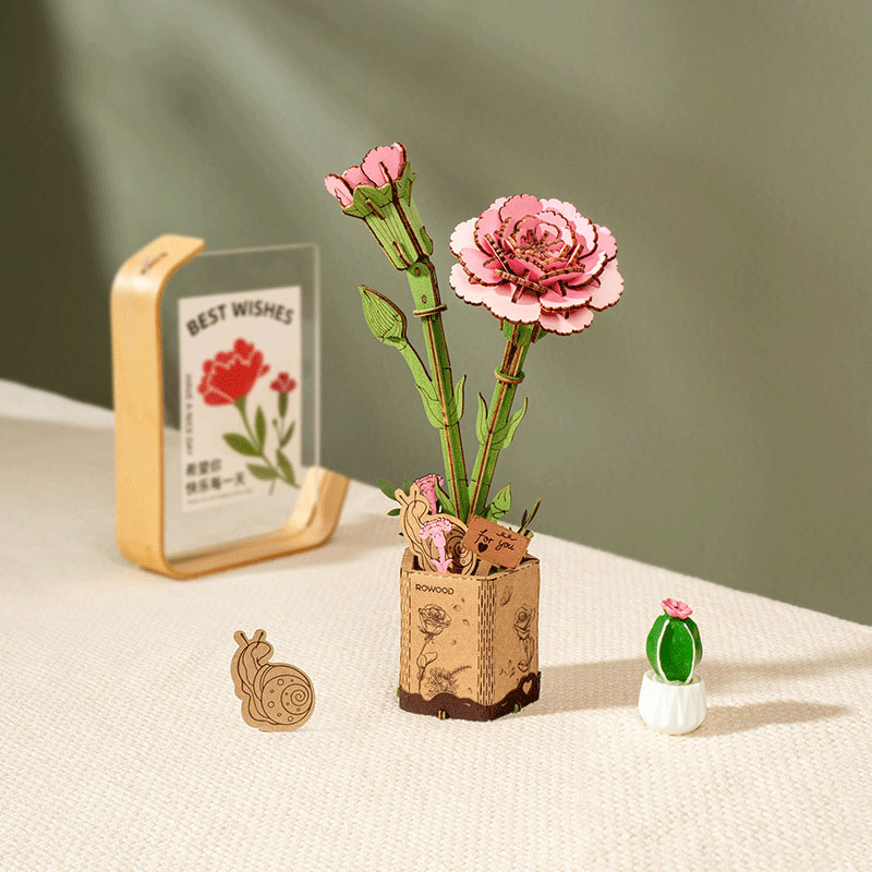 Lyserød nellike 3D-puslespil fra Rowood™ (TW051)