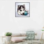 Husky hvalp 5D diamond paint – 40 x 40 cm