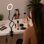 Fleksibel Selfie Ring lys med telefonholder