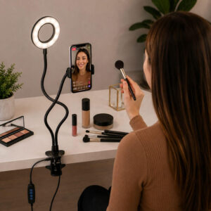Fleksibel Selfie Ring lys med telefonholder